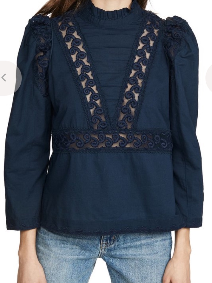 Sea Ny “Victoria” Long Sleeve Victorian Inspired Top Long Sleeve Blouse Size 2